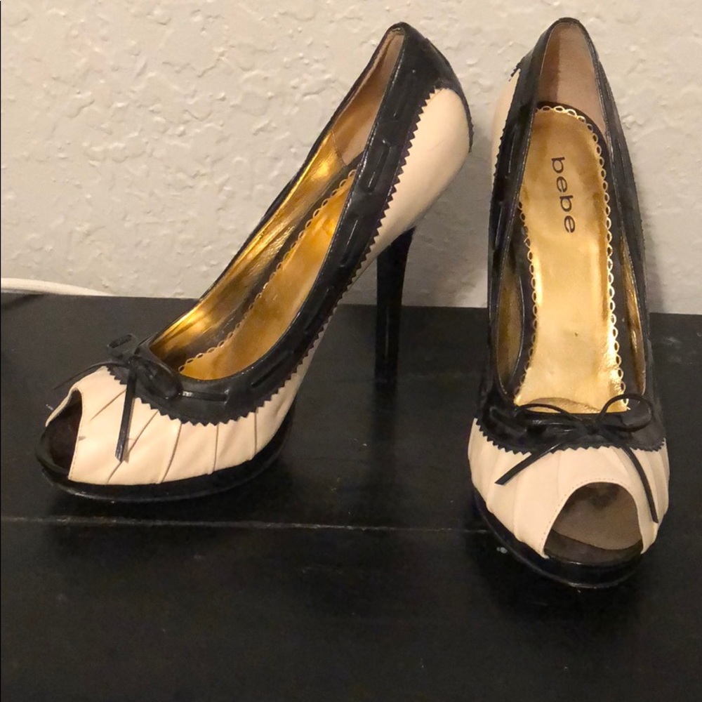 Bebe black & white heels